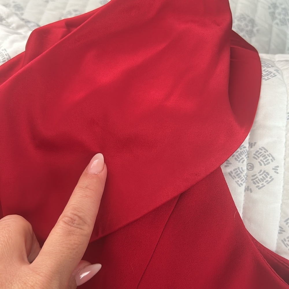 Adrianna Papell One Shoulder Jumpsuit Red 14 - Picture 16 of 17